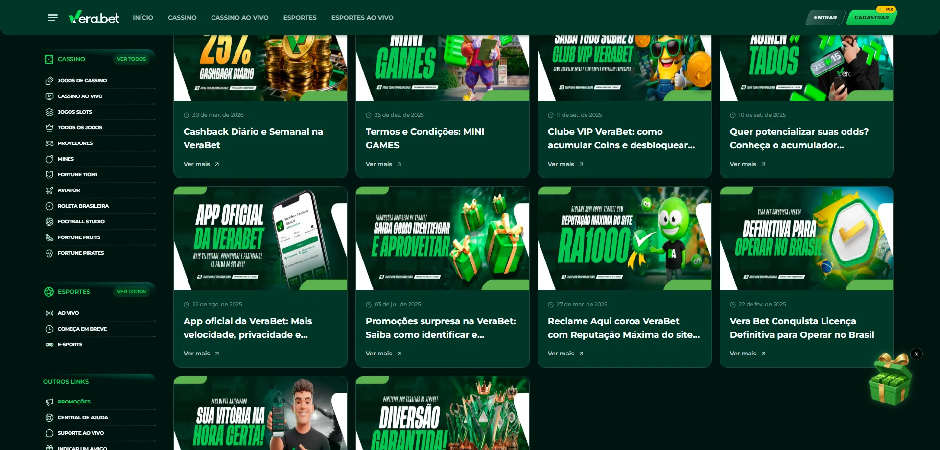 Promoções e bônus disponíveis na Verabet Casino Brasil