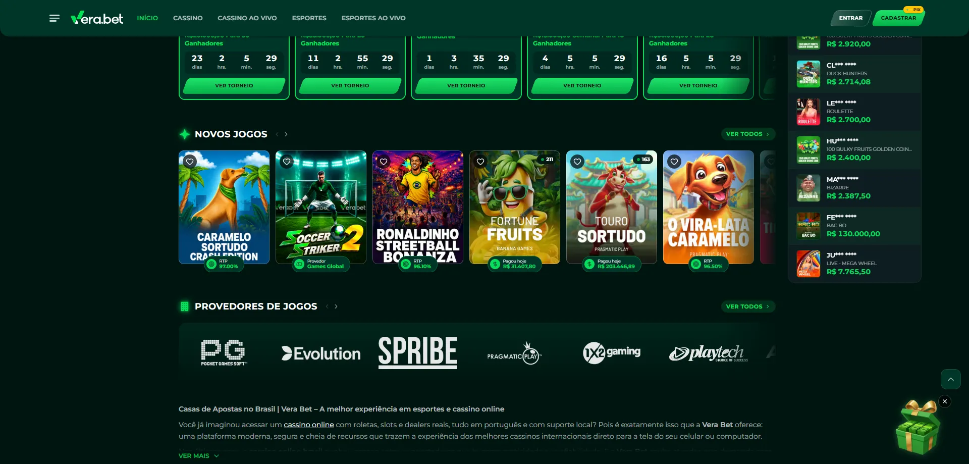 Aplicativo mobile da Verabet Casino para Android e iOS