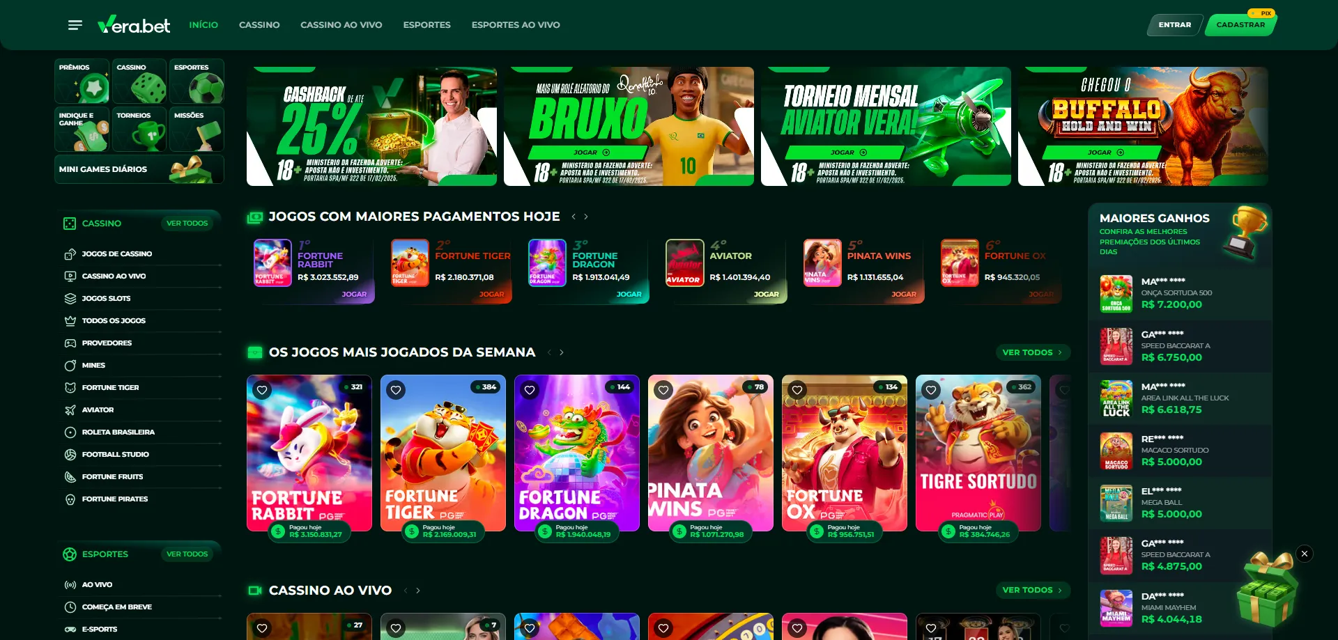 Visão geral da plataforma Verabet Casino no Brasil